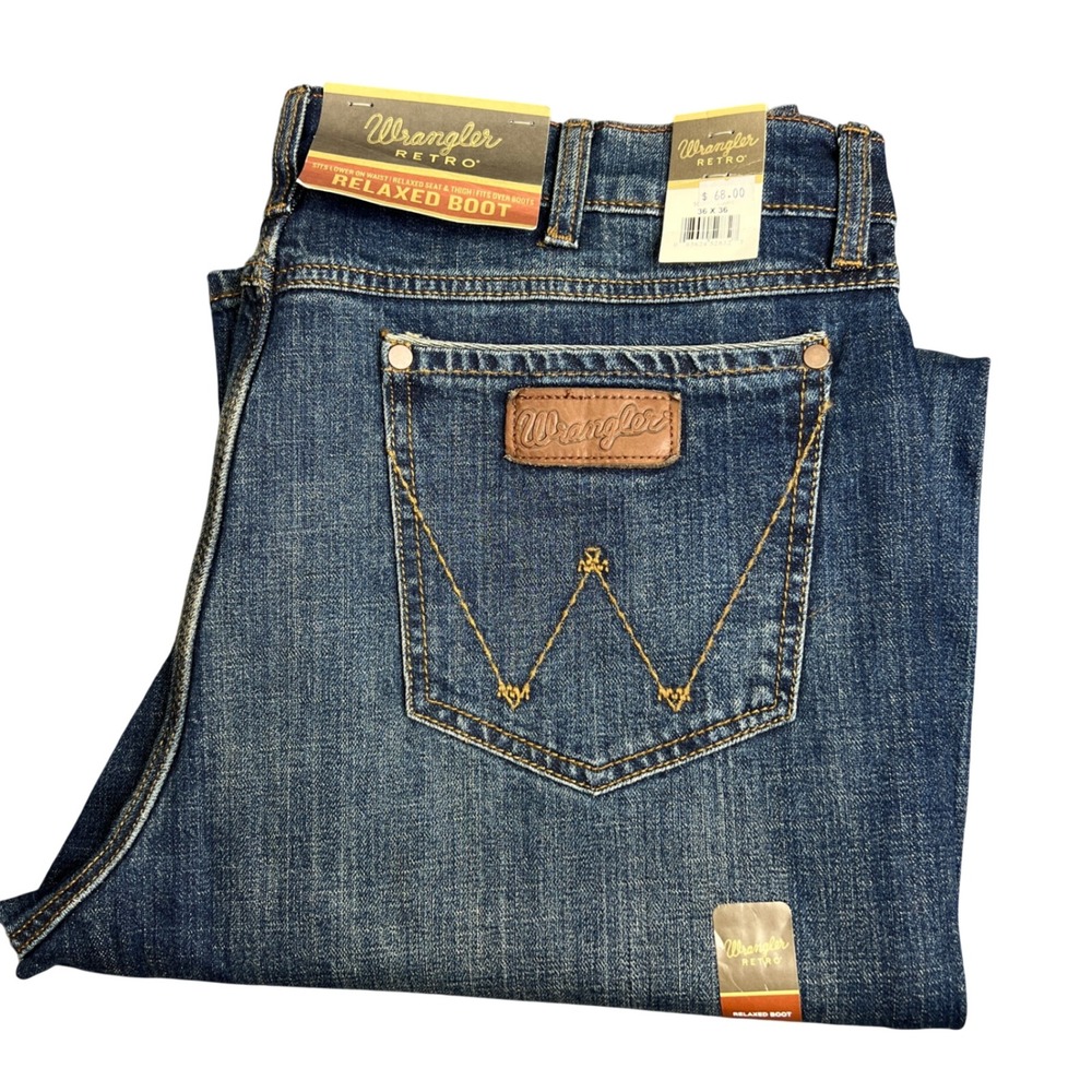 Wrangler Retro Relaxed Bootcut Jeans Mens 36x36 Blue Medium Wash 10WRT20JH NWT